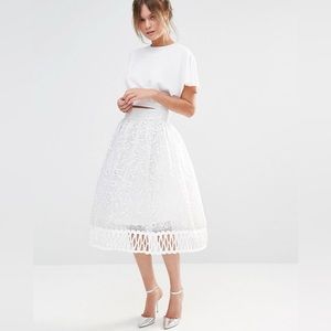 Chi Chi London Premium Lace Skirt with Cutwork Detail